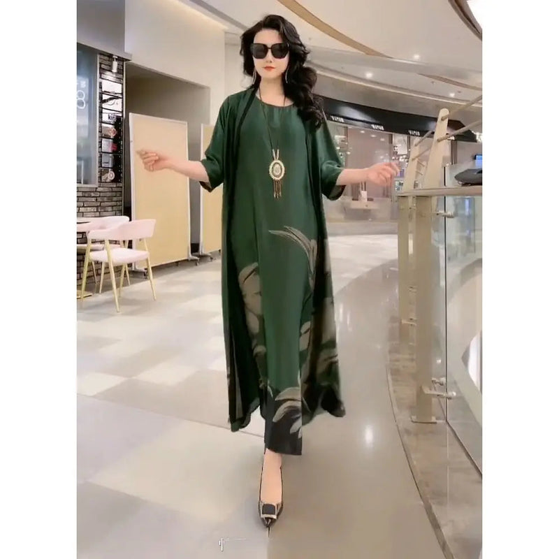 Maxikleid mit geradem Schnitt und langen Ärmeln – Yara