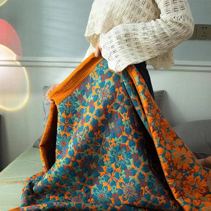 Baumwoll-Quilt mit blauem Muster – Florencia