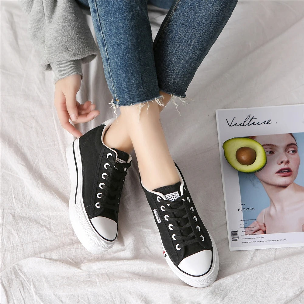 Stilfulde damesneakers i canvas med plateausål – Leonie