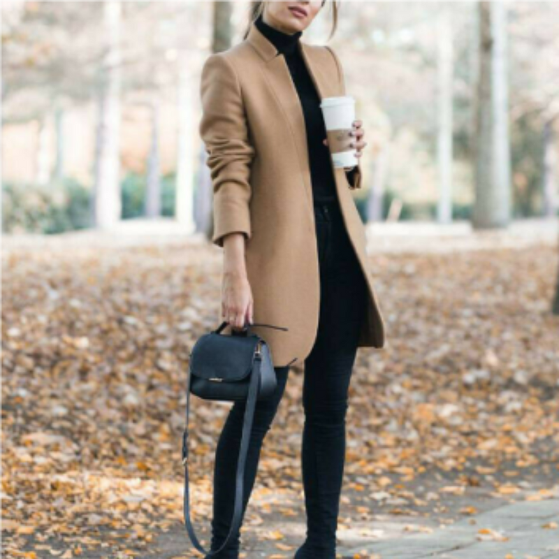 Damen Stehkragen Wintermantel mit zeitlosem Design – Reginel