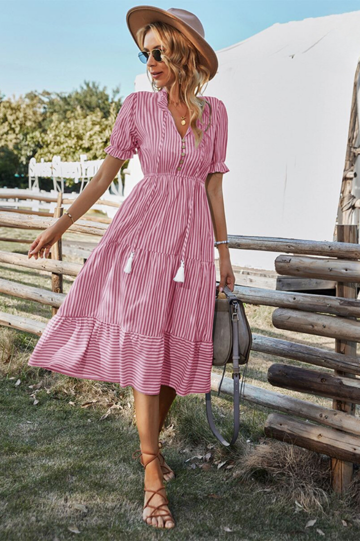 Gestreiftes Sommer-Midikleid – Amira