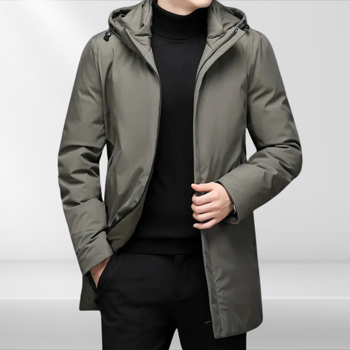 Klassische Herren Kapuzenjacke mit Entendaunenfüllung – Matteo