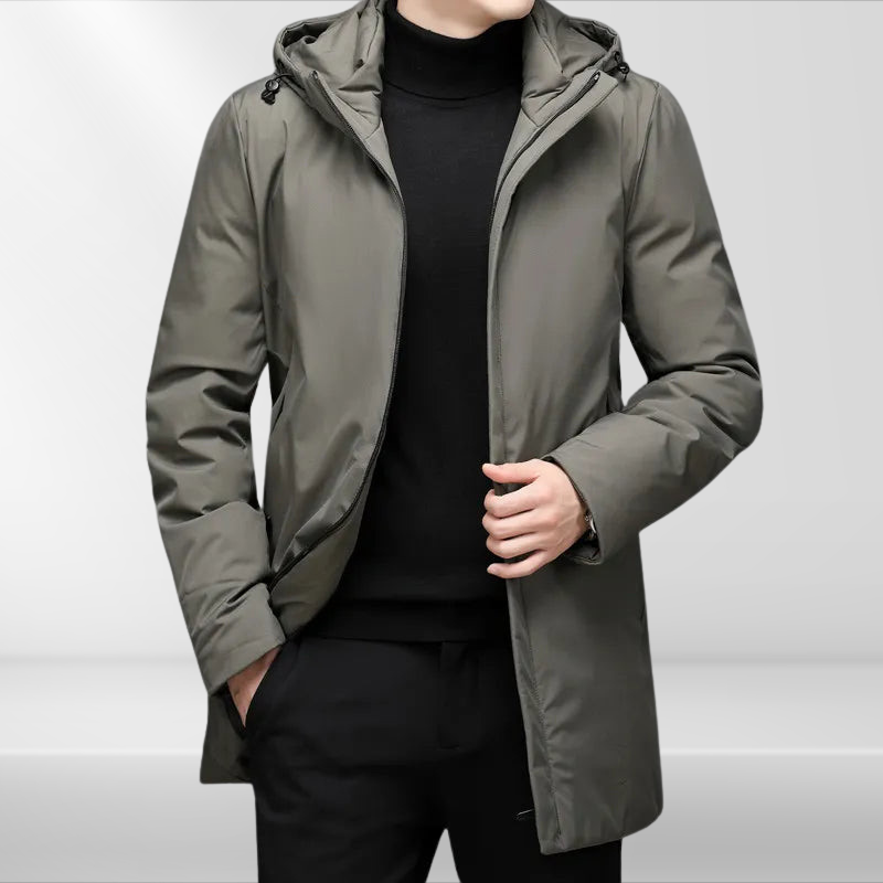 Klassische Herren Kapuzenjacke mit Entendaunenfüllung – Matteo