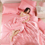Luxe Uni-Satin-Bettbezug - SilkSerenity