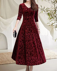 Midikleid mit A-Linie & V-Ausschnitt – Amara