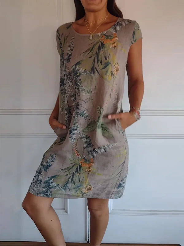 Bedrucktes Kleid mit Rundhalsausschnitt – Eveline