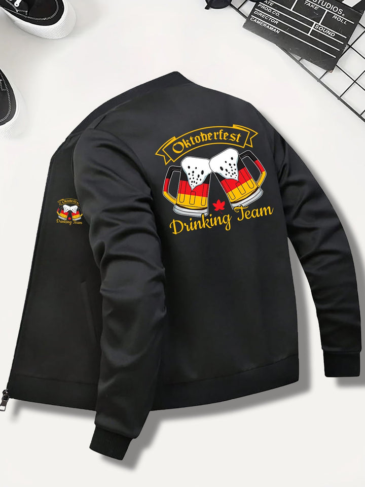 Herren Bomberjacke mit Bier-Print & Reißverschluss – Matthias Oktoberfest 2025