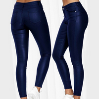 Leder-Stretchhose mit hohem Bund – Raffaela