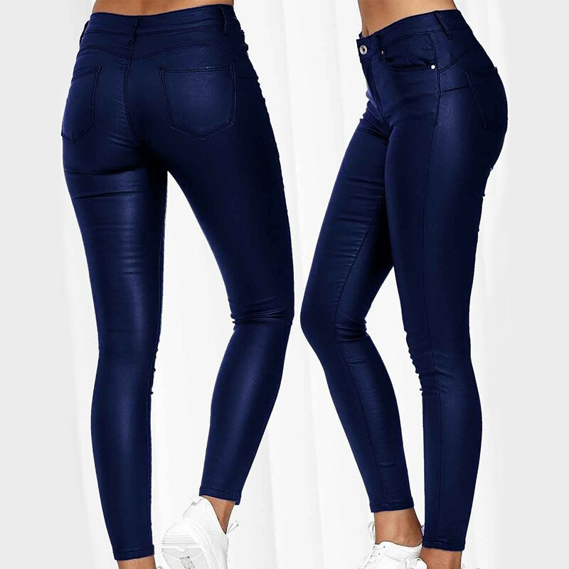 Leder-Stretchhose mit hohem Bund – Raffaela