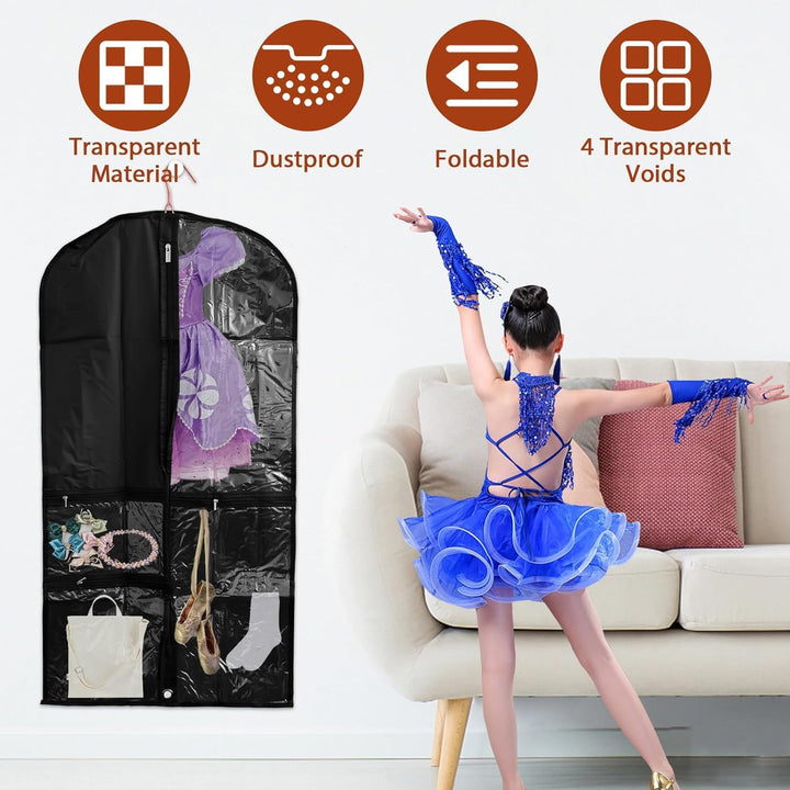 Tanz- und Kostüm-Kleidersack Set – 5er-Pack mit Durchsichtigen Taschen und Faltlasche (Kaufe 1, Erhalte 1 GRATIS)