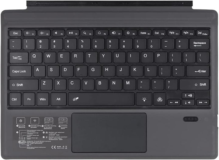 Kabellose Bluetooth-Tastatur mit Hintergrundbeleuchtung und Touchpad für Surface Pro – Nexora