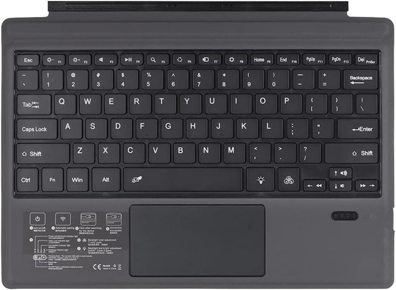 Kabellose Bluetooth-Tastatur mit Hintergrundbeleuchtung und Touchpad für Surface Pro – Nexora