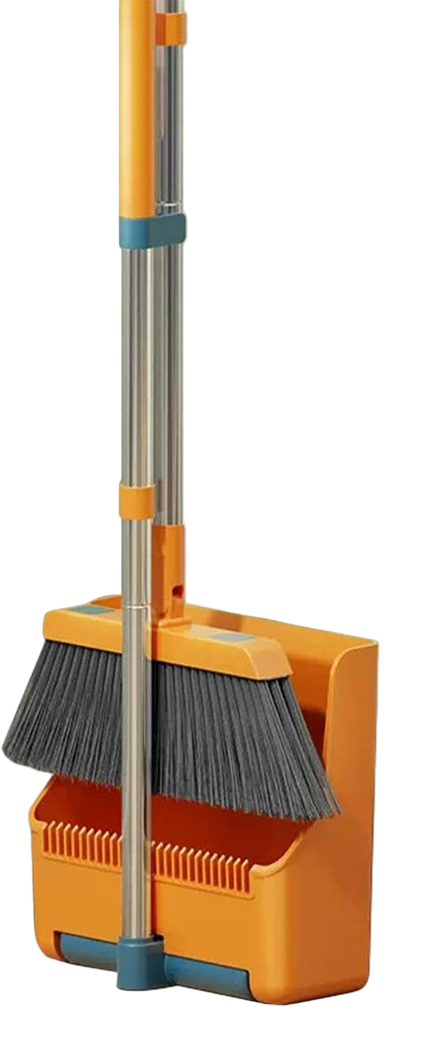 Große Besen- und Kehrschaufel-Set – langer Griff mit 180° drehbarem Besenkopf – Clavira
