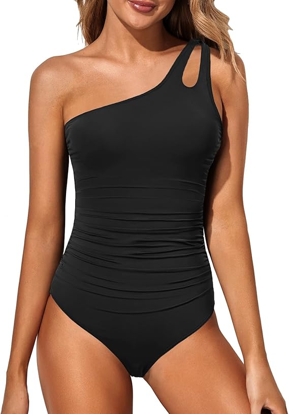Damen Badeanzug mit Ein-Schulter-Design und Bauchkontrolle – Valeria