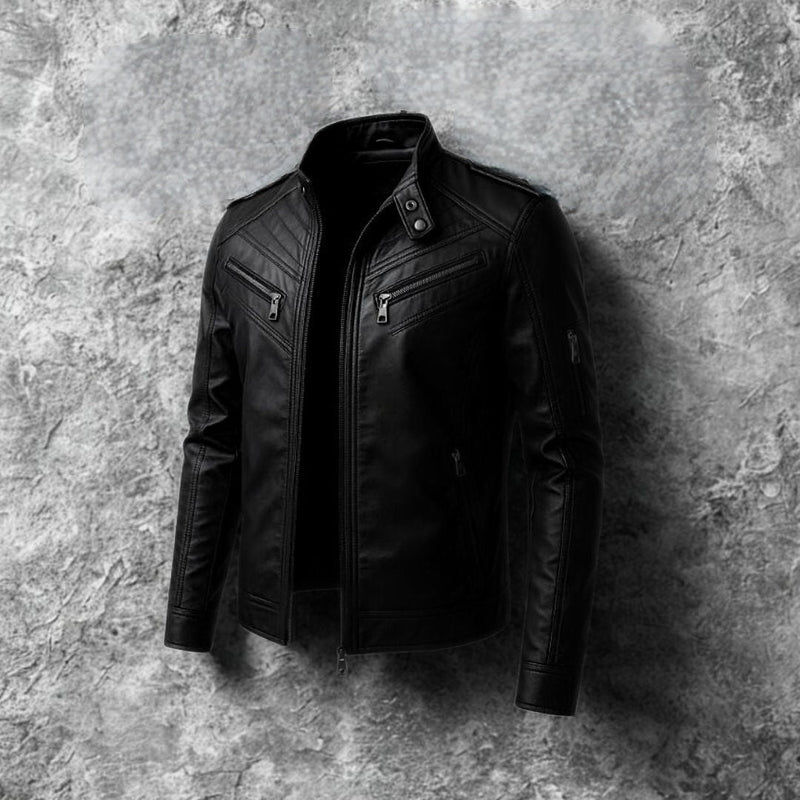 Herren-Lederjacke mit abnehmbarer Kapuze – Herbstedition Marcellus