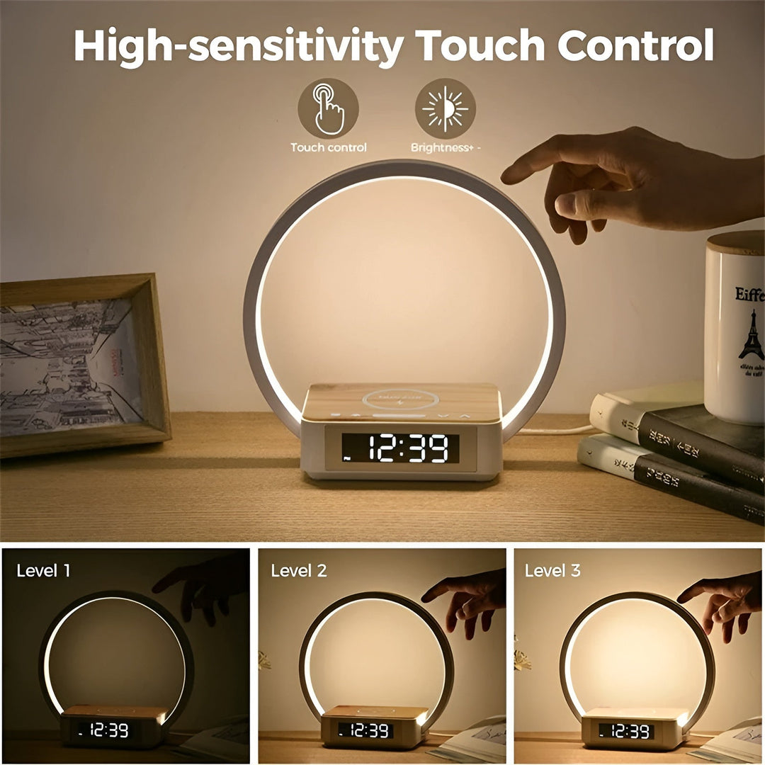 Design Nachttischlampe mit Ladegerät und sanfter Weckfunktion - LumoRise