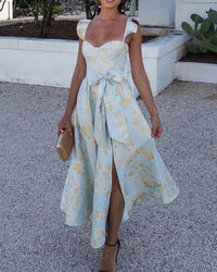 Sommerkleid mit Schmetterlingsärmeln und Druck - Lina