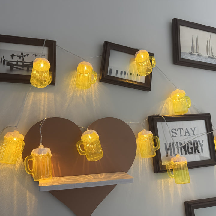 2 Stück LED Bierkrug Lichterkette – LichterBier Oktoberfest 2025