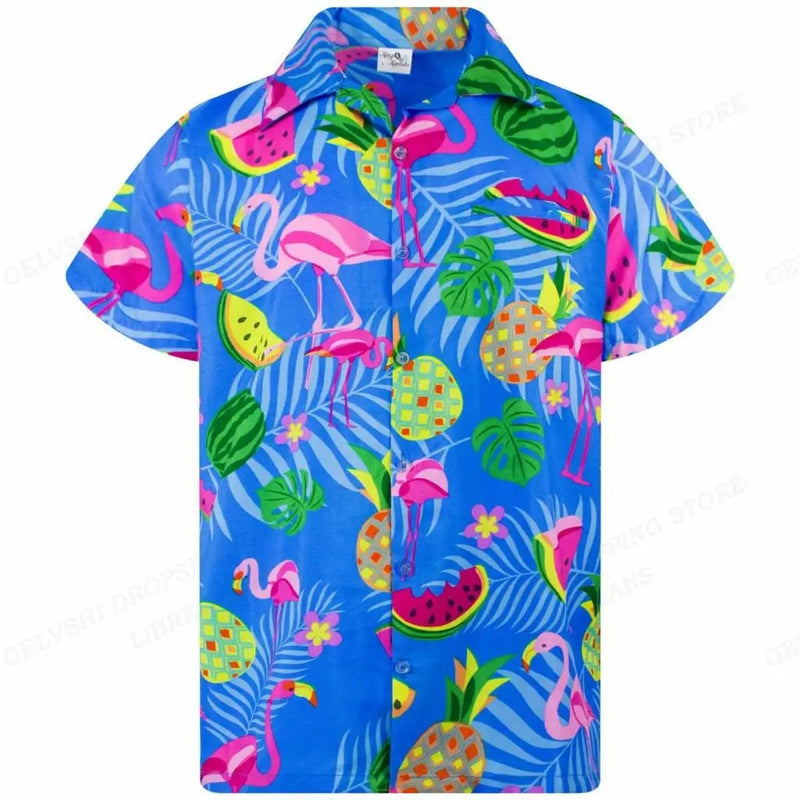 Tropisches 3D Flamingo Hemd – Kai