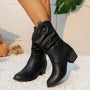 Damen Leren Stiefel mit bequemem Absatz – Amara