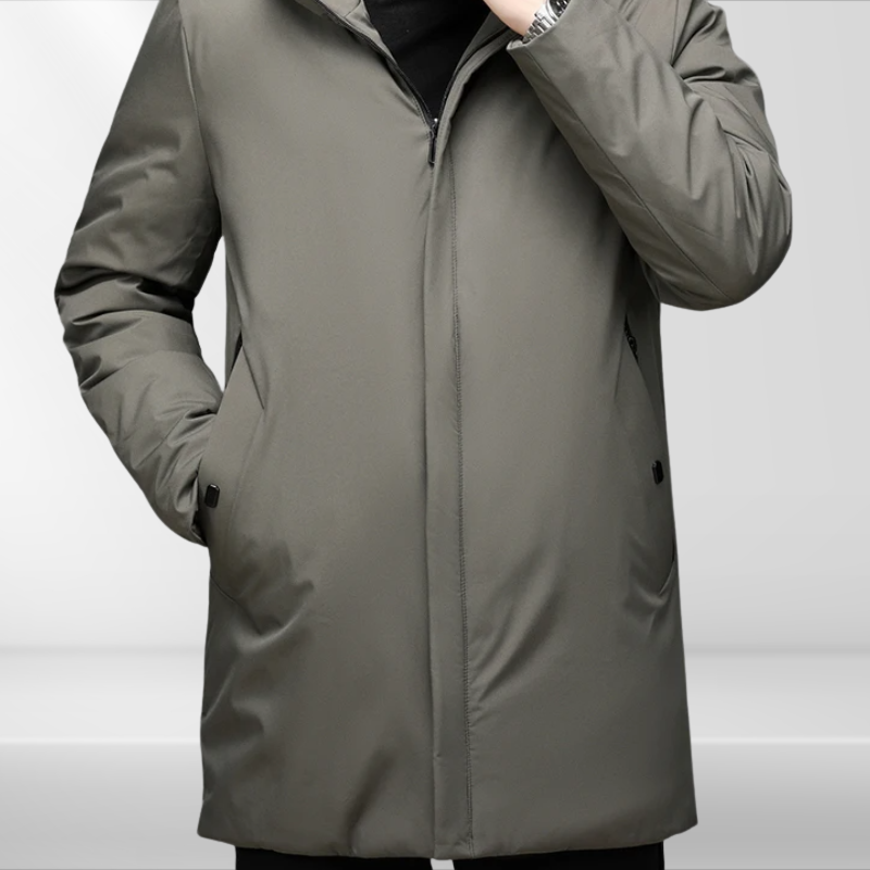 Klassische Herren Kapuzenjacke mit Entendaunenfüllung – Matteo