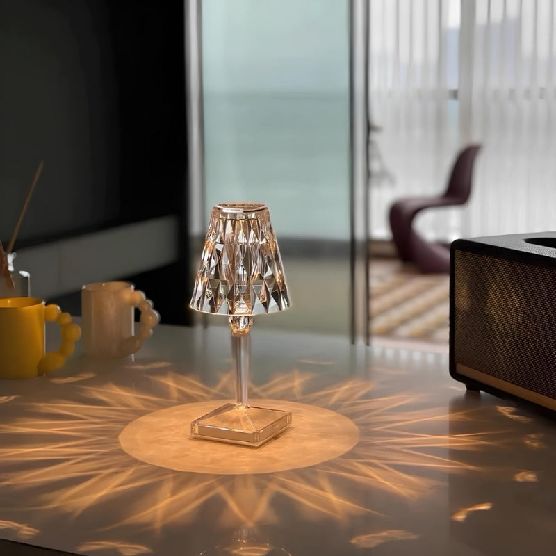 Kristall-Tischlampe mit Touch-Bedienung - LumeCrystal