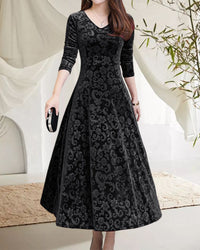 Midikleid mit A-Linie & V-Ausschnitt – Amara