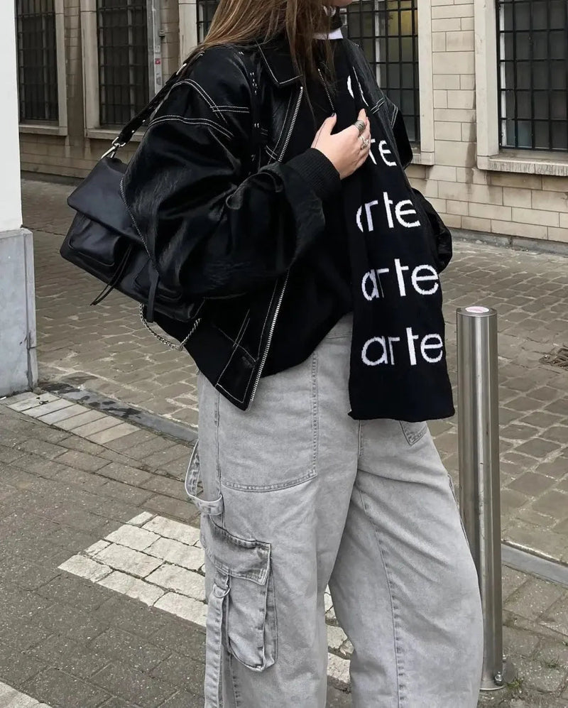 Übergroße Leder-Damenjacke – Noor
