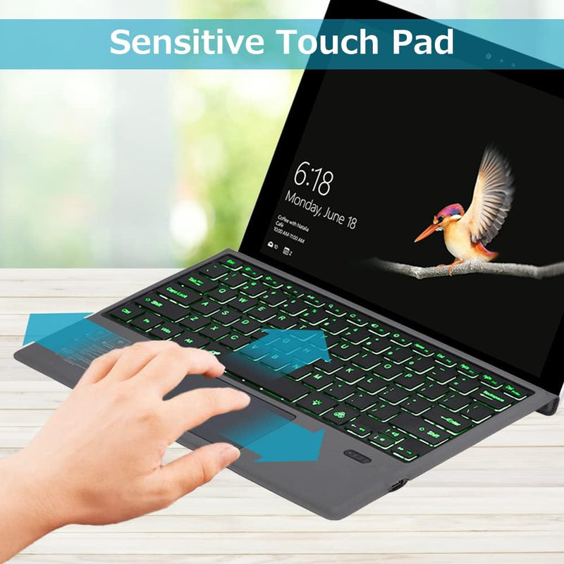 Kabellose Bluetooth-Tastatur mit Hintergrundbeleuchtung und Touchpad für Surface Pro – Nexora