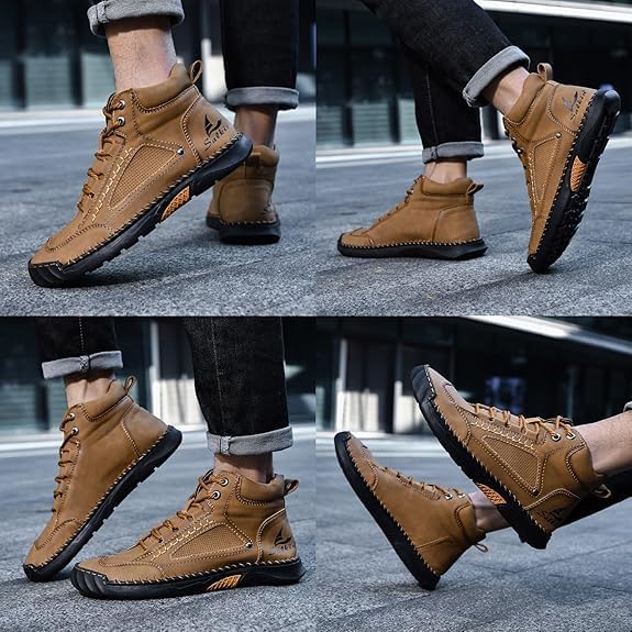 Handgefertigte wasserdichte orthopädische Stiefel für Männer – Fußgewölbestütze und rutschfeste Sohlen – Renvar