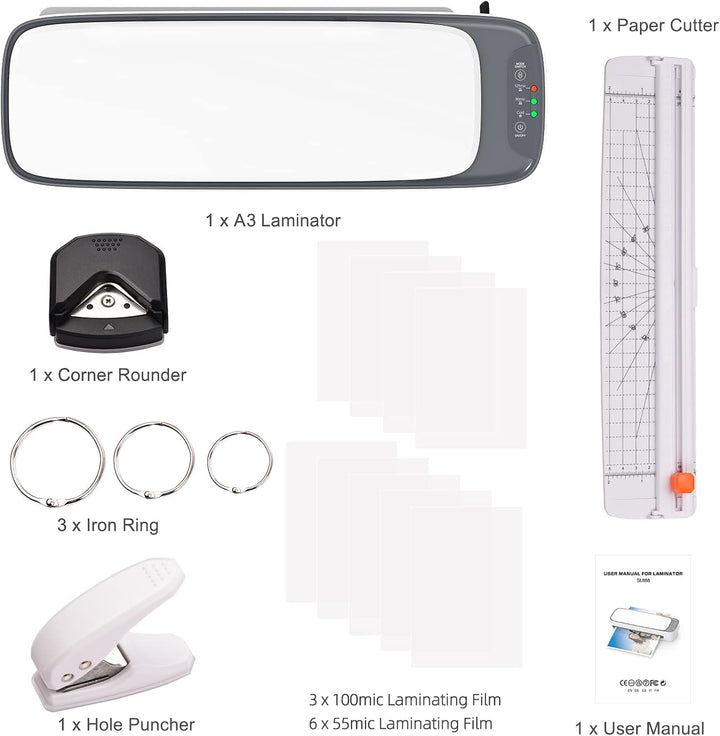 A3 Desktop-Laminierer-Set mit heißen und kalten Modi sowie 6-in-1-Funktionen – Lexaro
