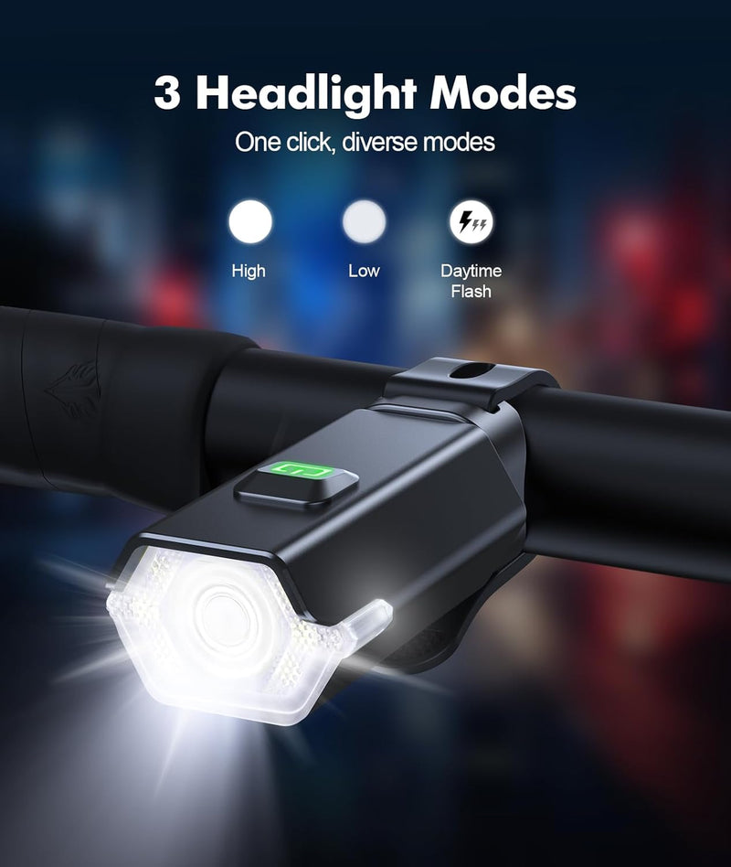 Wiederaufladbares Fahrradlichtset mit 3+6 Modi und Seitenbeleuchtung – RoadBeam