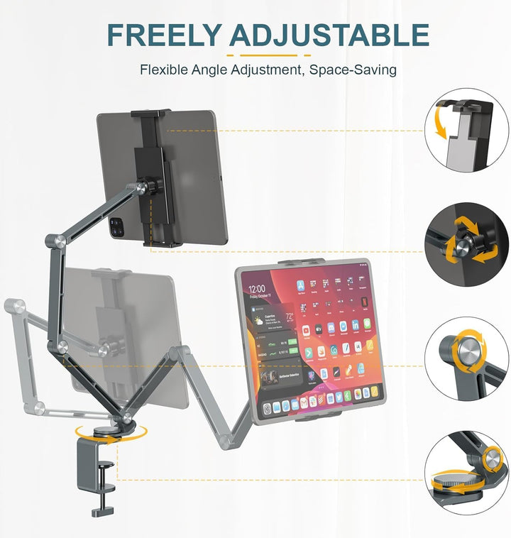 Verstellbarer Aluminium-Tablet-Ständer mit 360°-Drehung – Movaro
