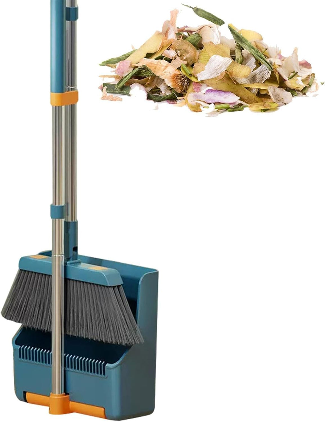 Große Besen- und Kehrschaufel-Set – langer Griff mit 180° drehbarem Besenkopf – Clavira