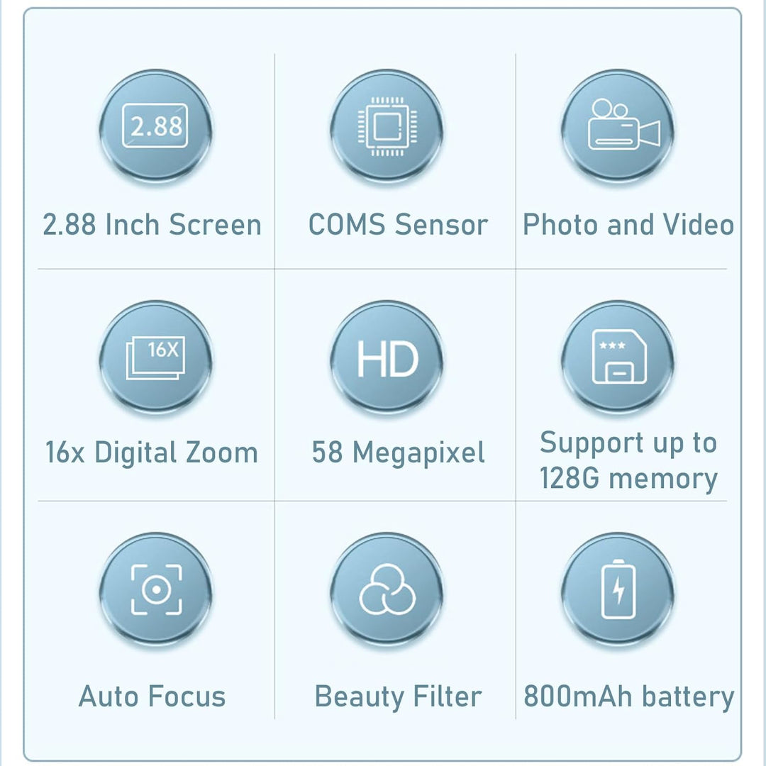 4K Kompakte Digitalkamera mit 58MP Fotos und 16-fachem Zoom – Lumora