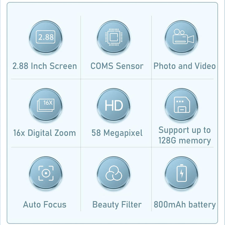 4K Kompakte Digitalkamera mit 58MP Fotos und 16-fachem Zoom – Lumora