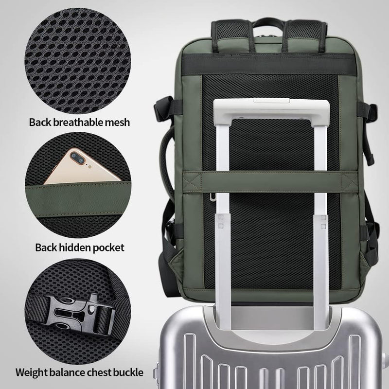 Erweiterbarer 26–45L Wasserdichter Reiserucksack mit Laptopfach & Duffle-Option