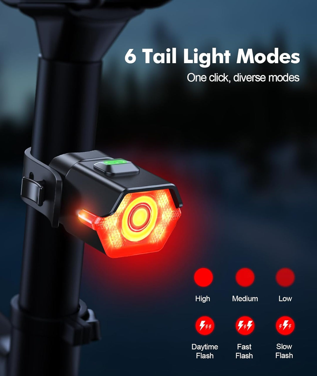 Wiederaufladbares Fahrradlichtset mit 3+6 Modi und Seitenbeleuchtung – RoadBeam