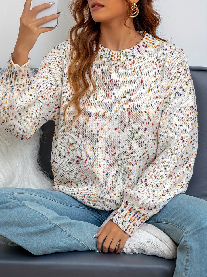 Gestrickter Damenpullover mit Konfetti-Print – Noa