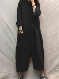 Oversized Baumwoll-Leinen Jumpsuit mit langen Ärmeln – Amara