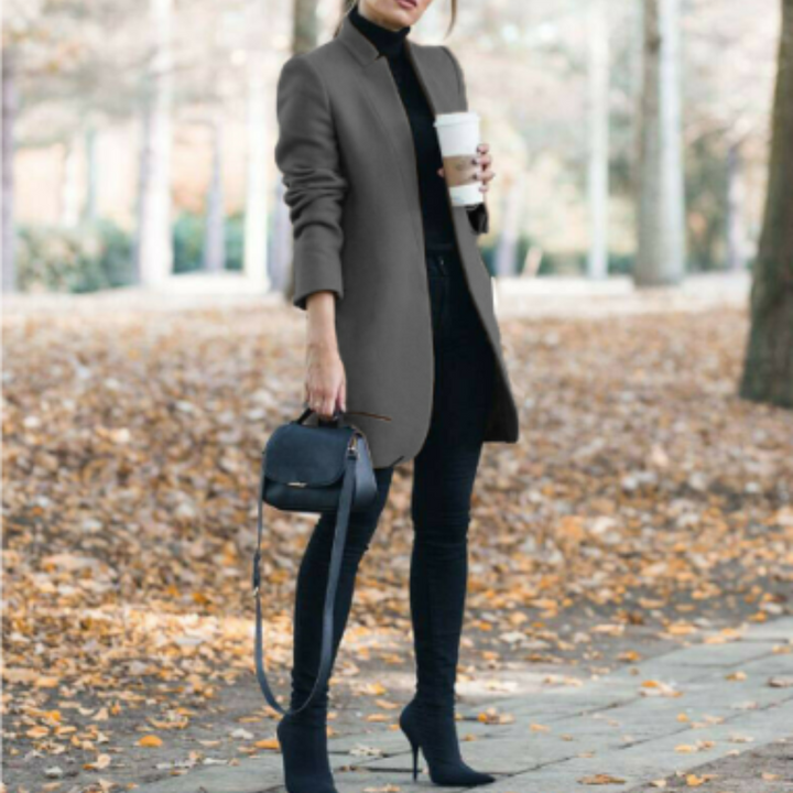 Damen Stehkragen Wintermantel mit zeitlosem Design – Reginel