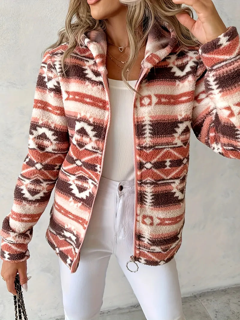 Damen Teddy-Weste mit Aztekenmuster – Nayeli
