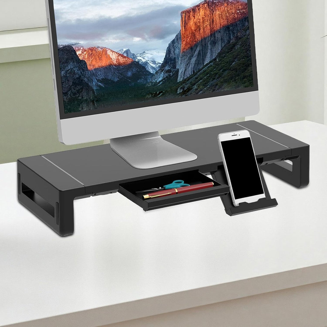 Höhenverstellbarer Monitorständer mit Schublade – Stravon