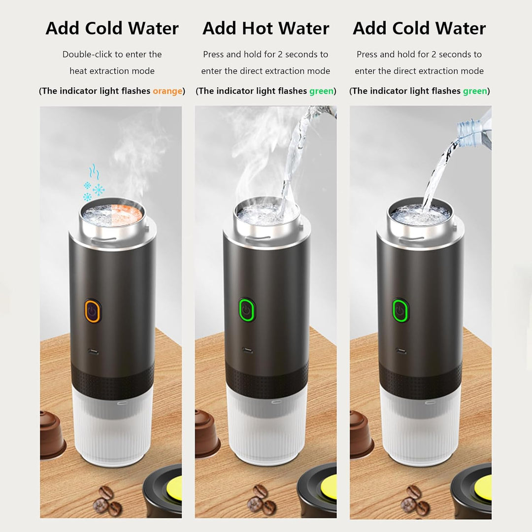 Tragbarer 3-in-1 Espresso-Kaffeemaker mit wiederaufladbarem Akku – Raverno