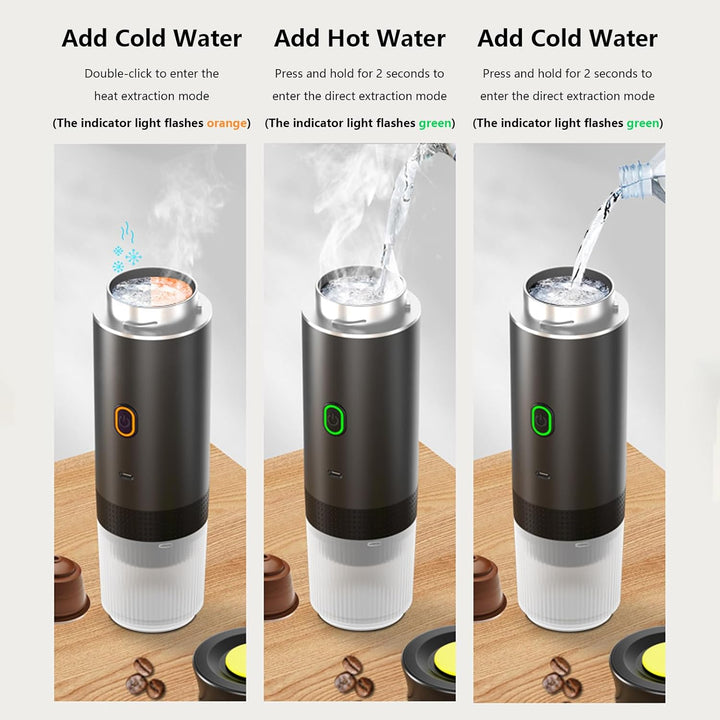 Tragbarer 3-in-1 Espresso-Kaffeemaker mit wiederaufladbarem Akku – Raverno