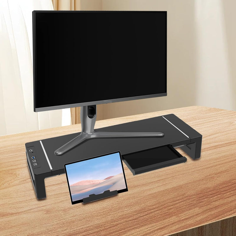 Höhenverstellbarer Monitorständer mit Schublade – Stravon