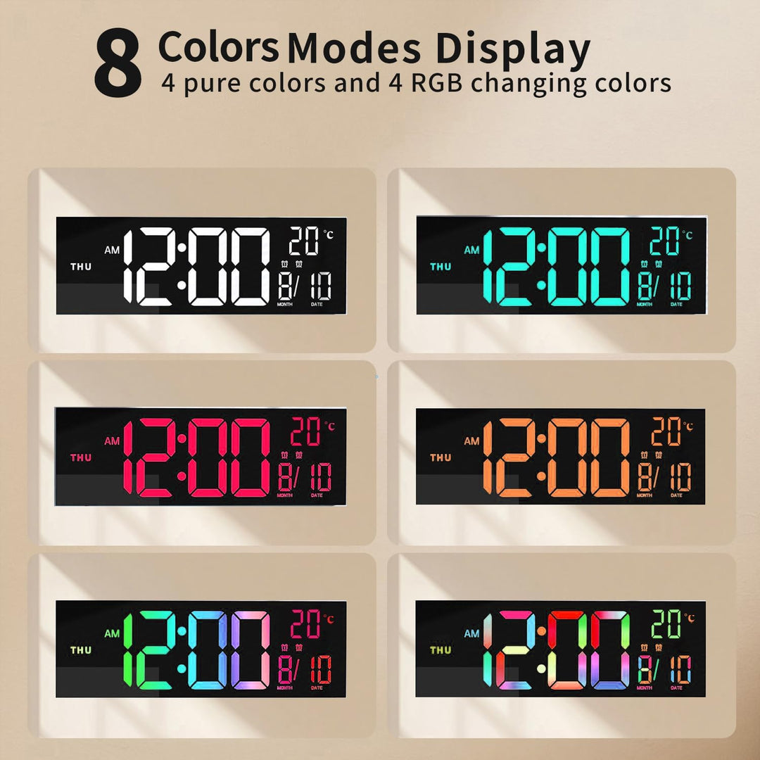 16-Zoll RGB Digitaler Wand- und Tischwecker mit Fernbedienung – Lumeris