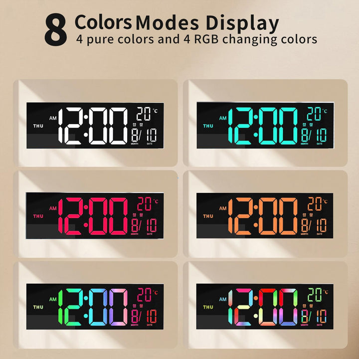 16-Zoll RGB Digitaler Wand- und Tischwecker mit Fernbedienung – Lumeris