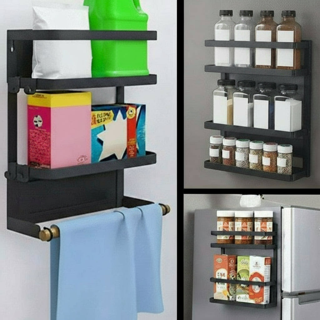 Magnetisches Kühlschrank-Gewürzregal mit Papiertuchhalter – Oryden