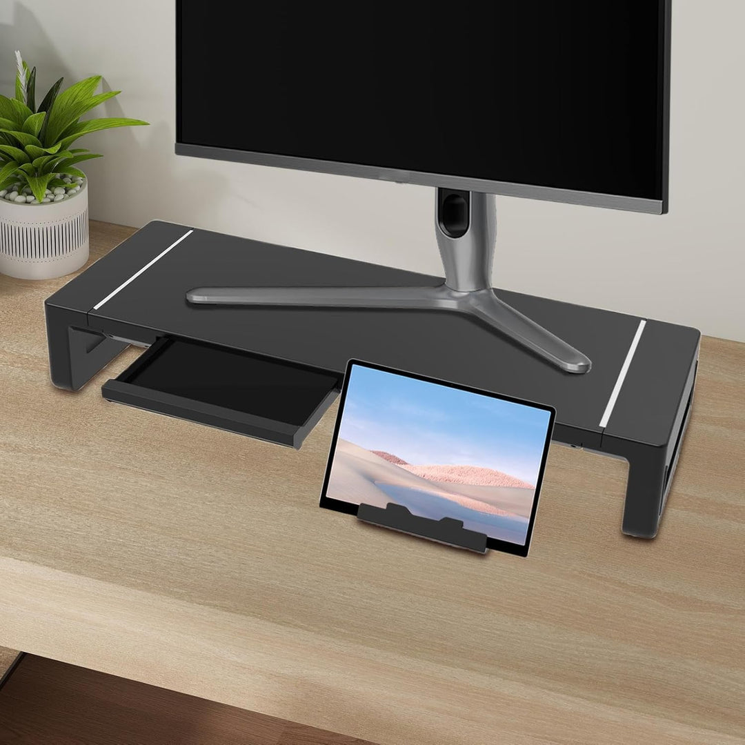 Höhenverstellbarer Monitorständer mit Schublade – Stravon